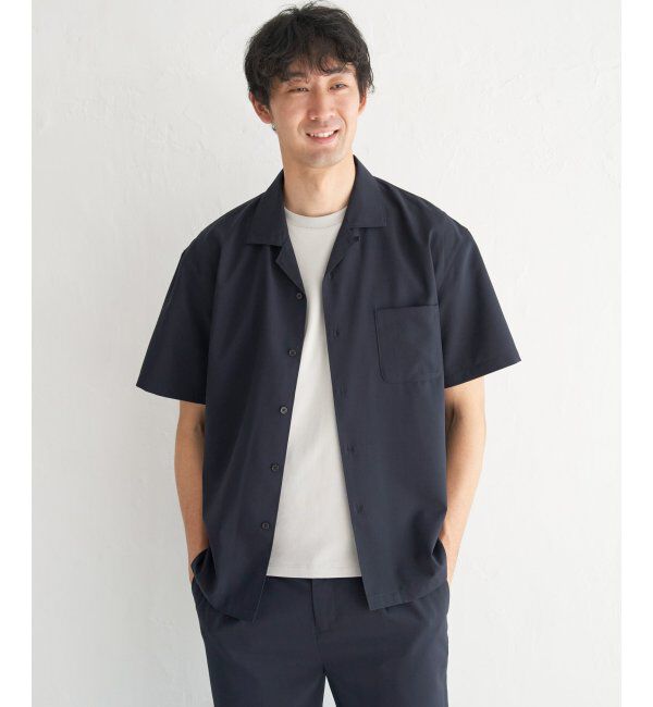 ikka「【セットアップ対応】Reflax(R) リラックスオープンカラーシャツ」|シャツ・ブラウス|ダークネイビー