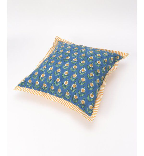 Lbc with Life「ボニータクッションカバーブロックプリント」|クッション・クッションカバー|ブルー