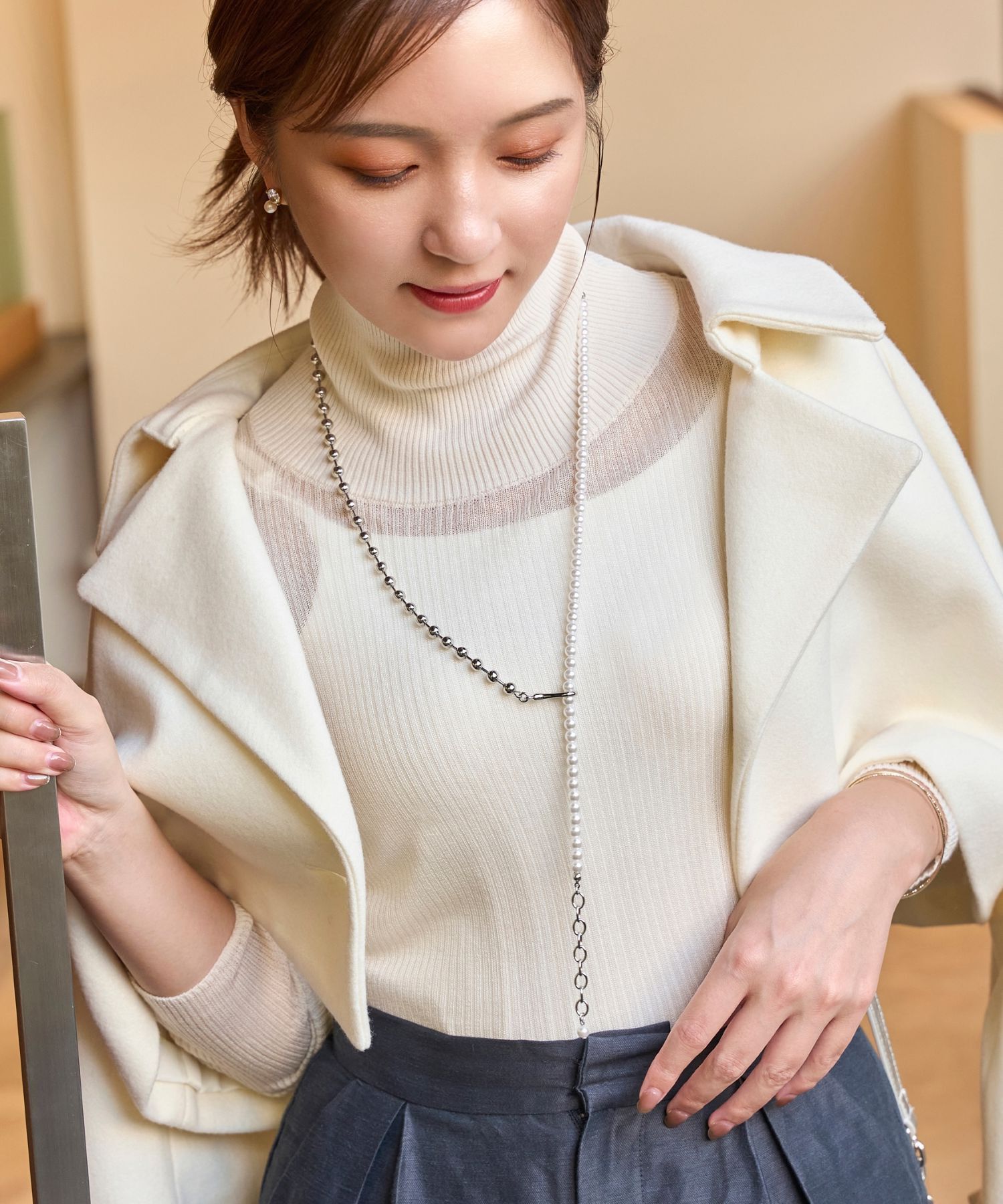 Phoebe「マルチwayメタルボール&times;パールネックレス」|ネックレス|