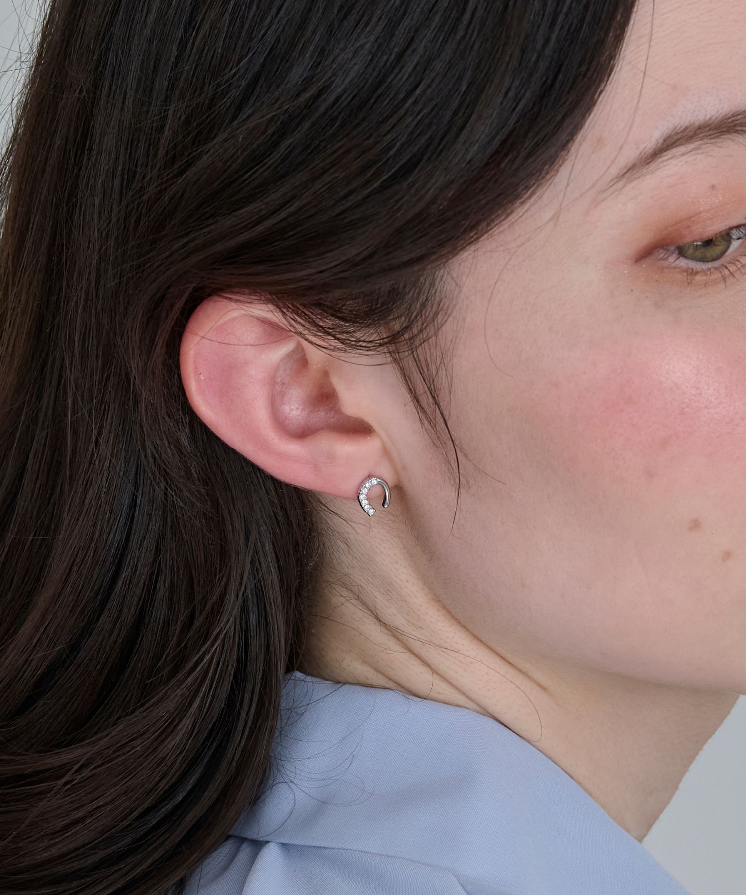 Phoebe「【金属アレルギー対応】グロッシーミニホースシューピアス　シルバー　ステンレス/馬蹄/蹄鉄/ギフト」|ピアス|