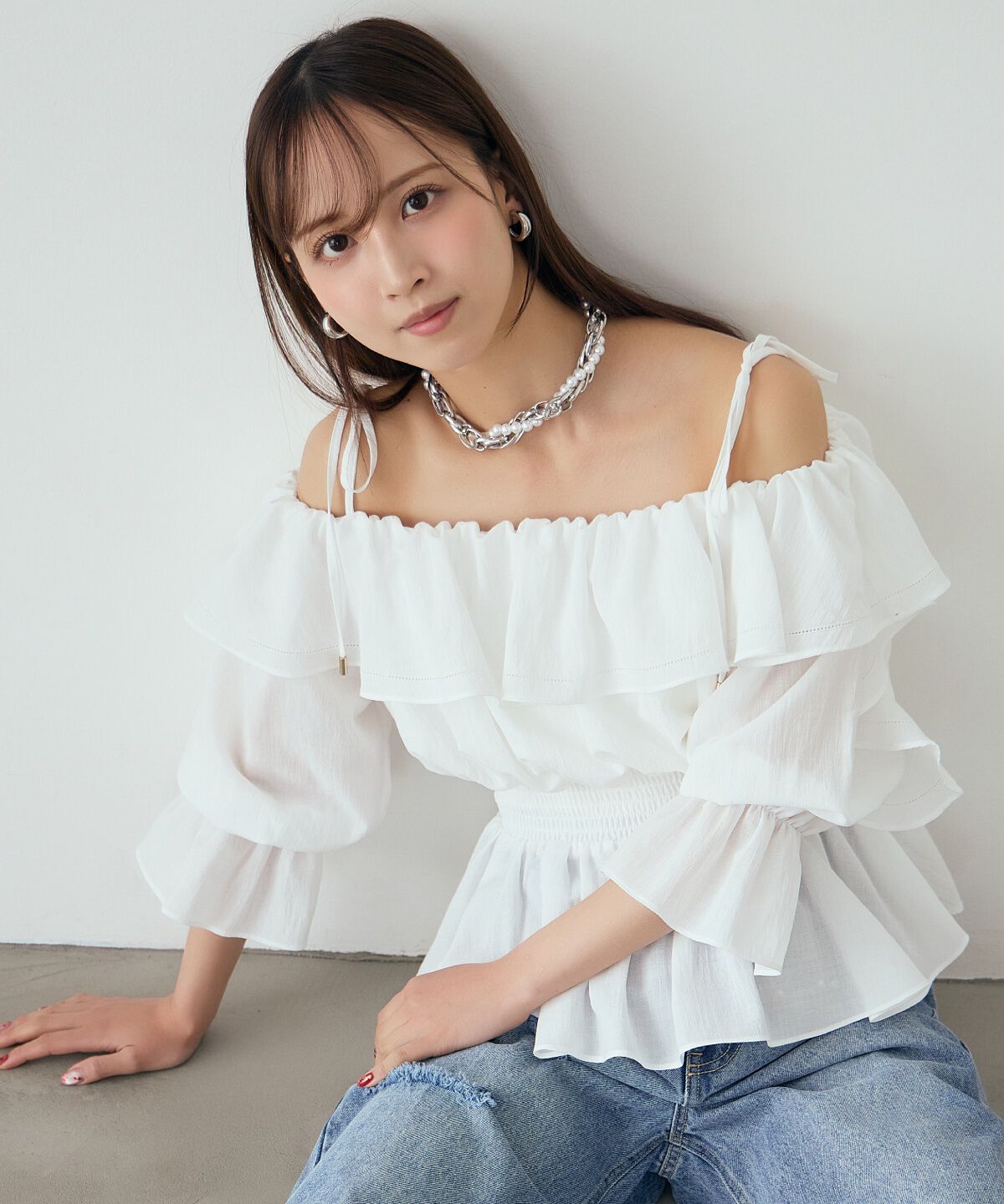 アンドクチュール「オフショルフリルブラウス」|シャツ・ブラウス|ﾗｲﾄﾍﾞｰｼﾞｭ