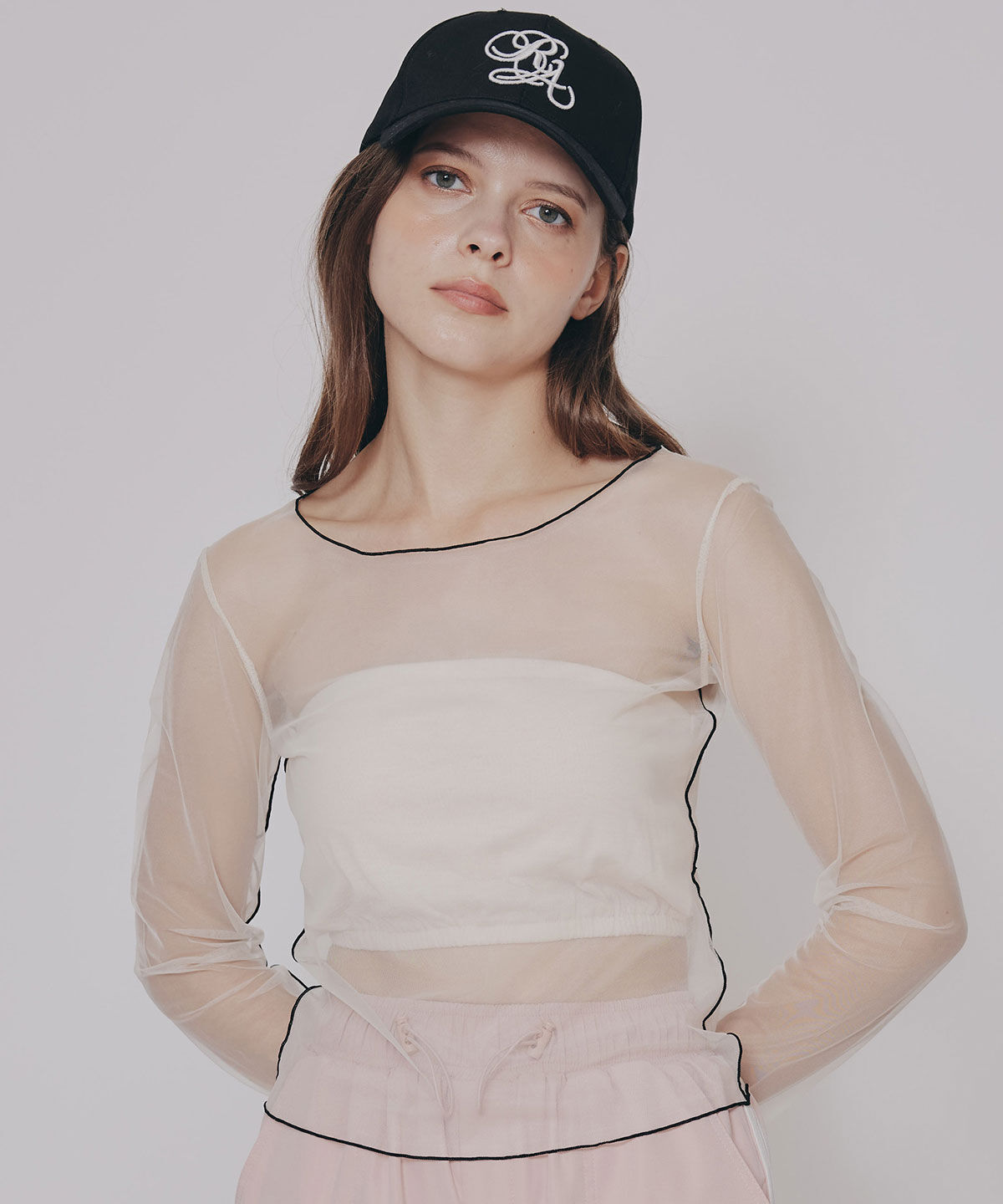 REDYAZEL「バイカラーメロウチュールトップス&times;ベアトップ」|Tシャツ・カットソー|オフ