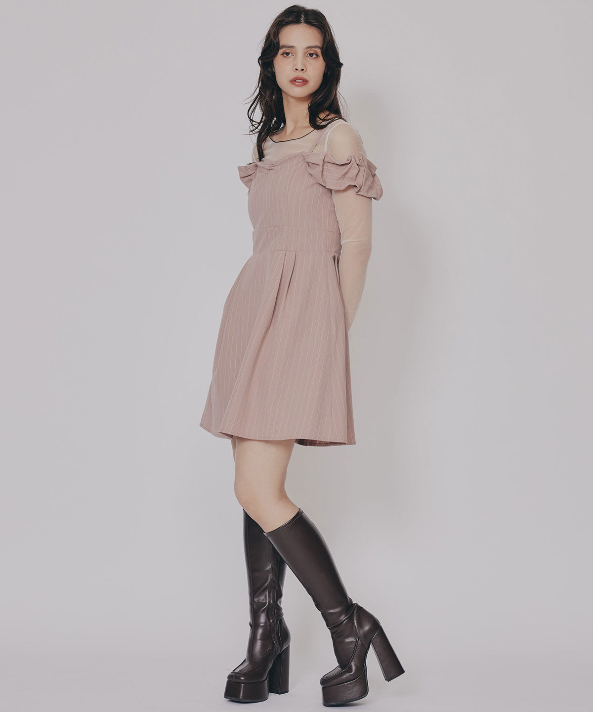 REDYAZEL「バイカラーメロウチュールトップス&times;ベアトップ」|Tシャツ・カットソー|