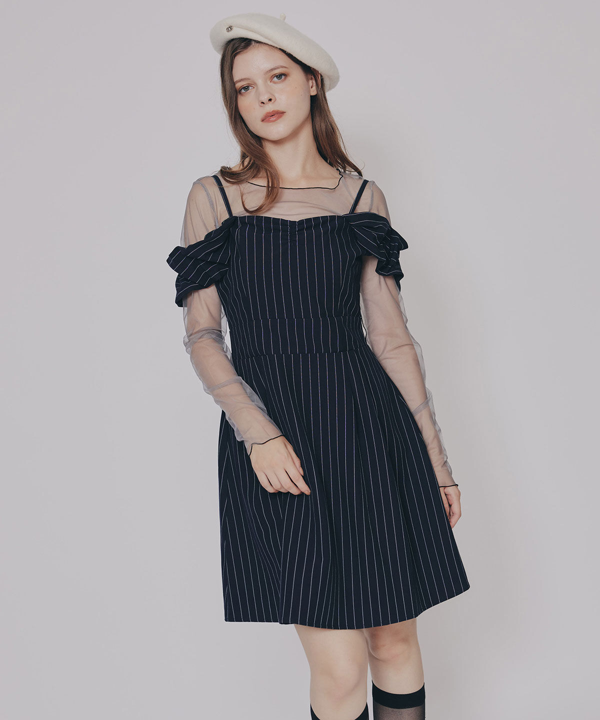 REDYAZEL「バイカラーメロウチュールトップス&times;ベアトップ」|Tシャツ・カットソー|