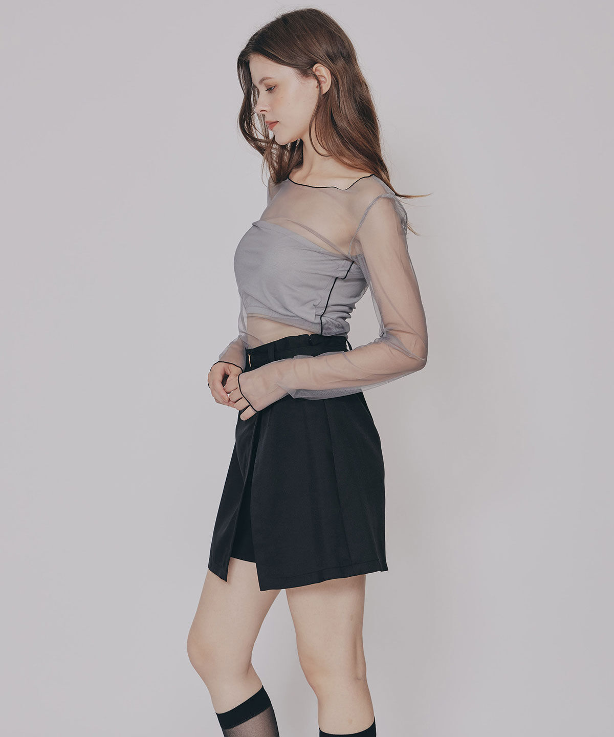 REDYAZEL「バイカラーメロウチュールトップス&times;ベアトップ」|Tシャツ・カットソー|