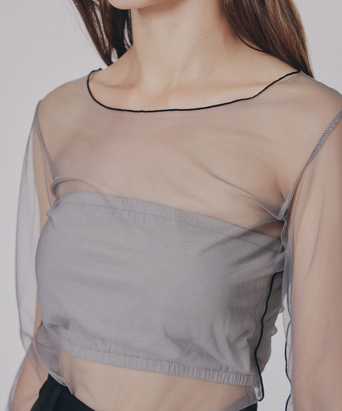 REDYAZEL「バイカラーメロウチュールトップス&times;ベアトップ」|Tシャツ・カットソー|