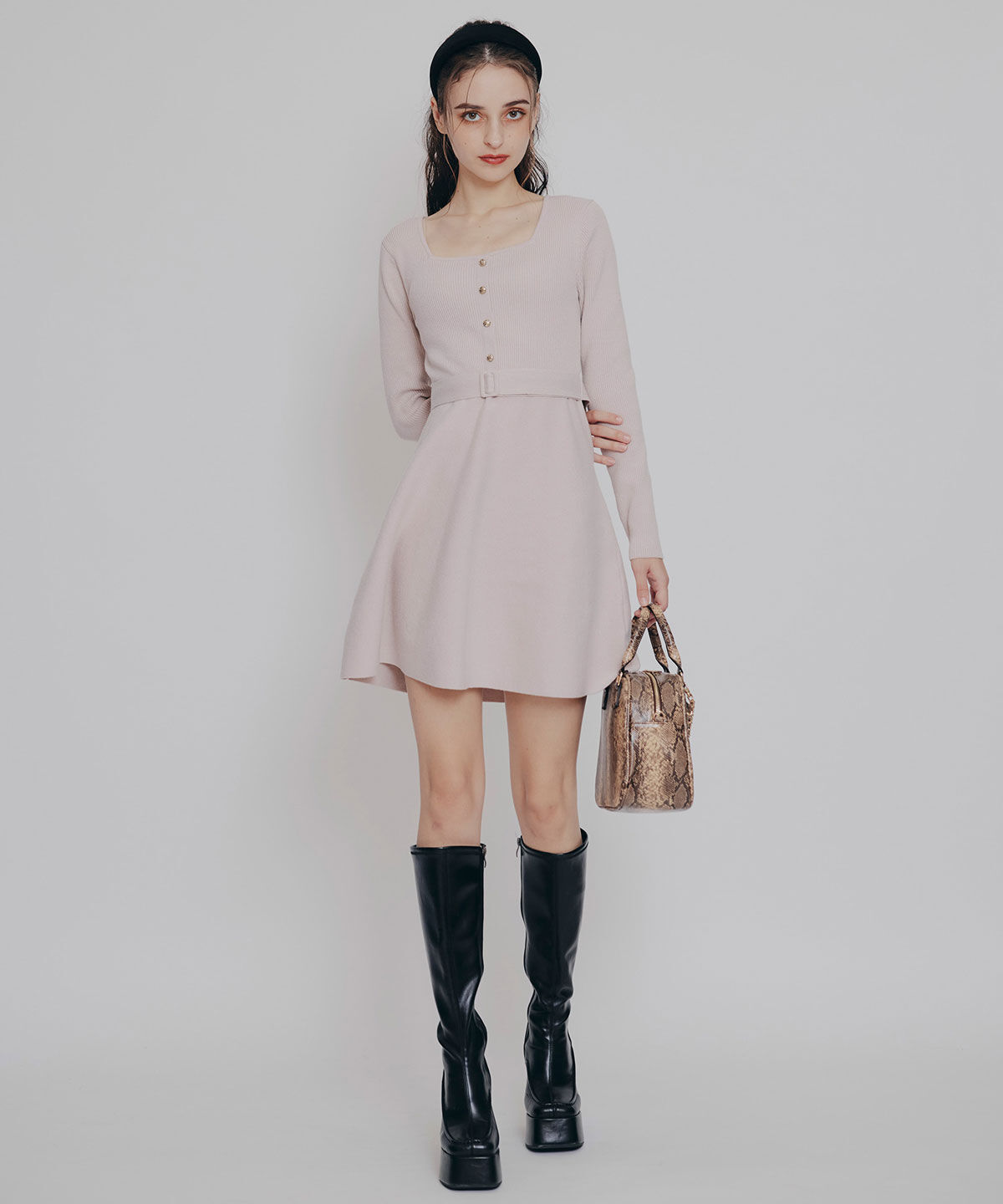 REDYAZEL「ケープSETニットフレアミニワンピース」|ワンピース|