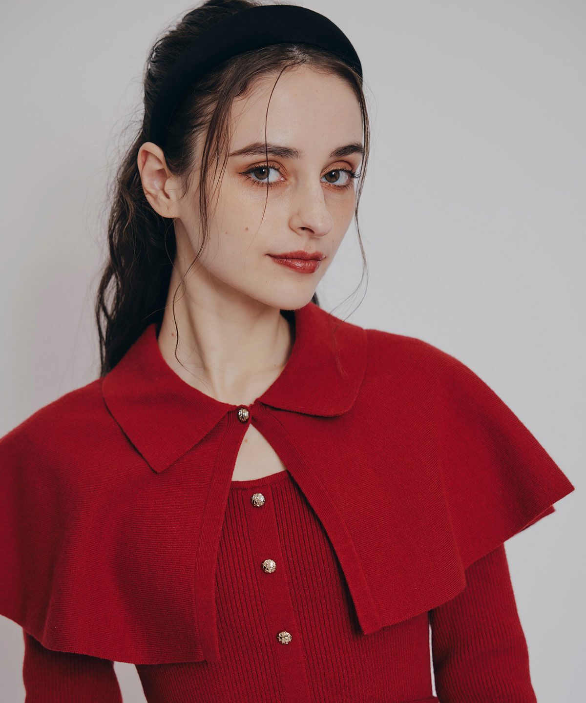 REDYAZEL「ケープSETニットフレアミニワンピース」|ワンピース|