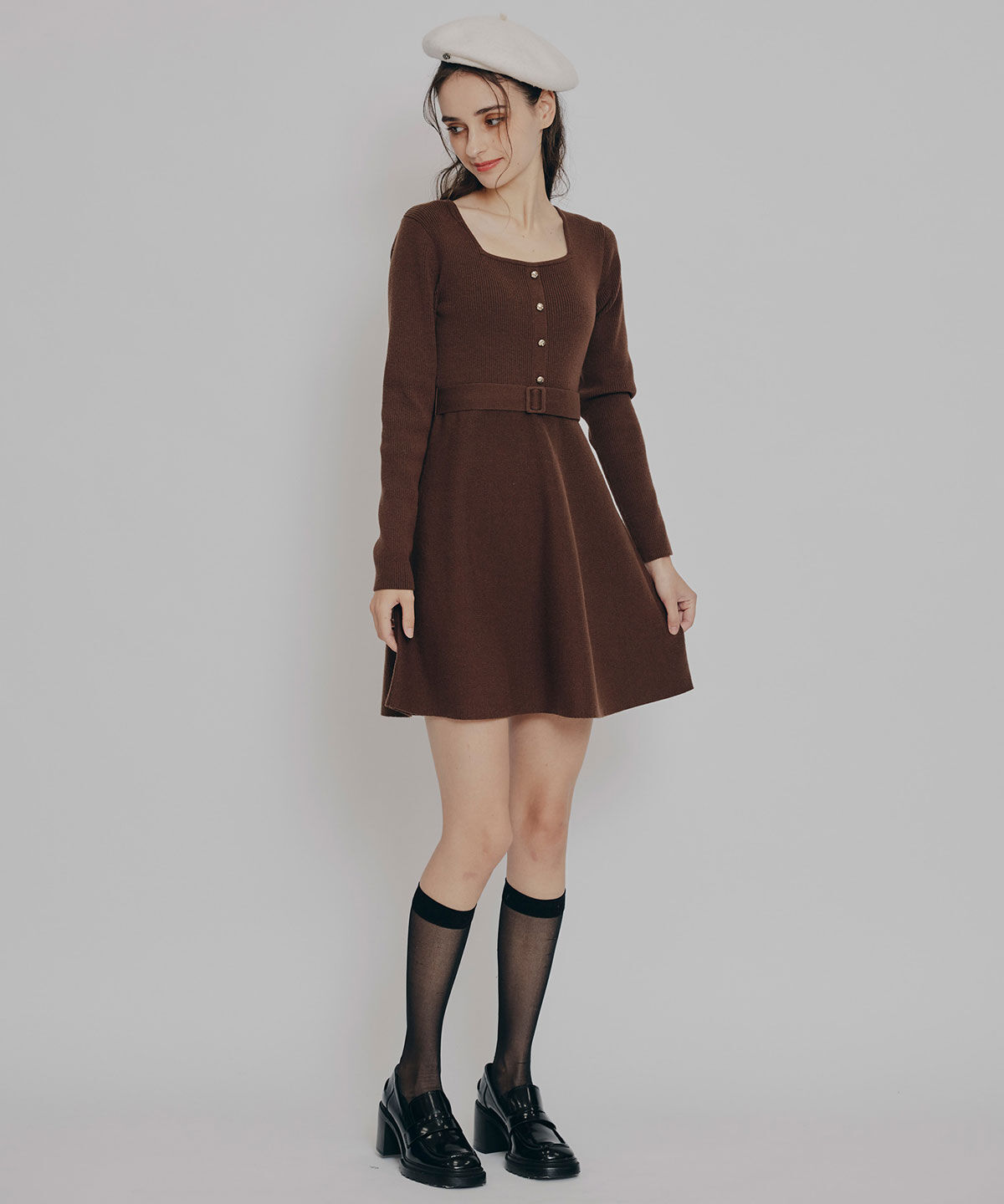 REDYAZEL「ケープSETニットフレアミニワンピース」|ワンピース|