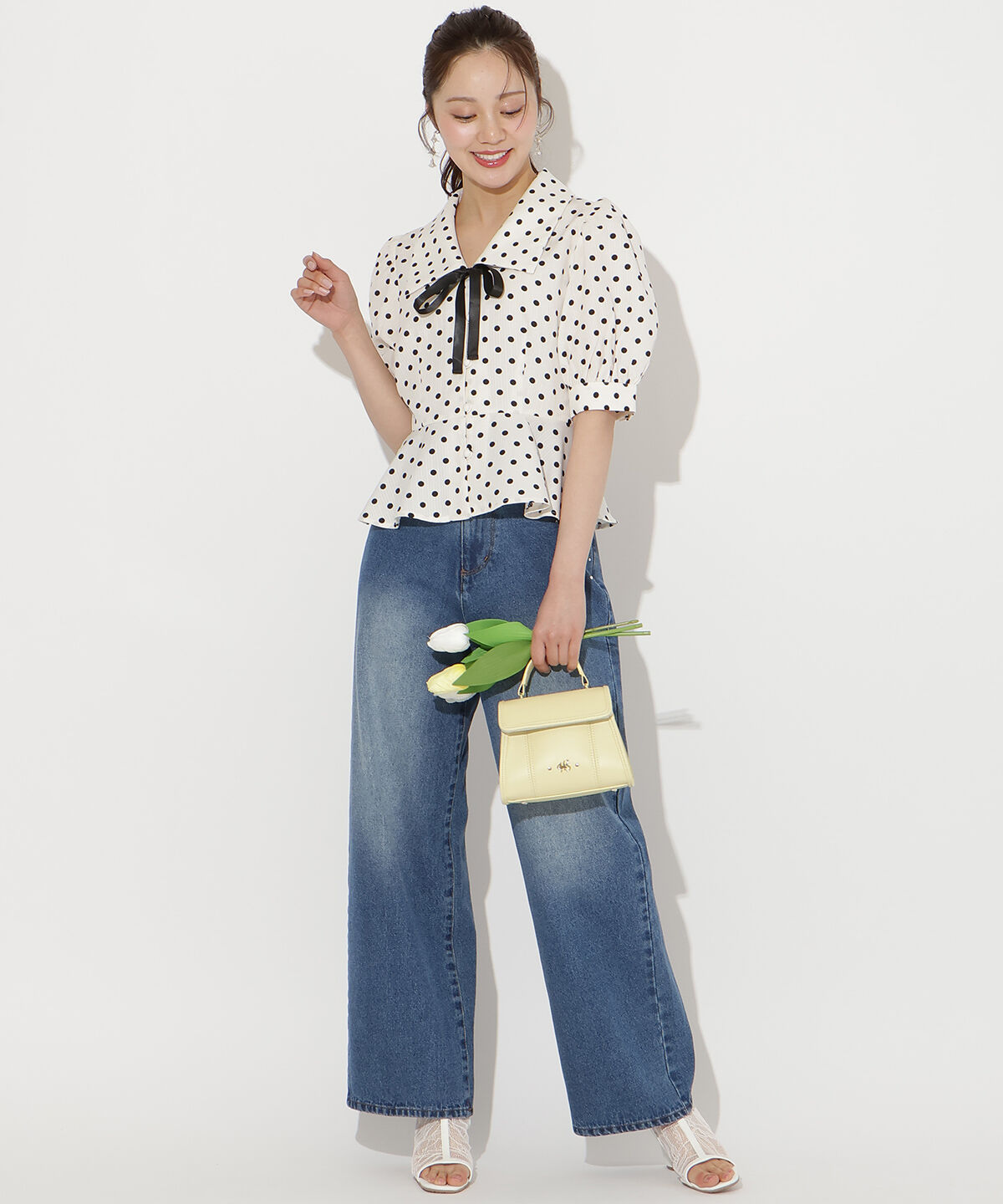 WILLSELECTION「パフスリーブドットブラウス」|シャツ・ブラウス|