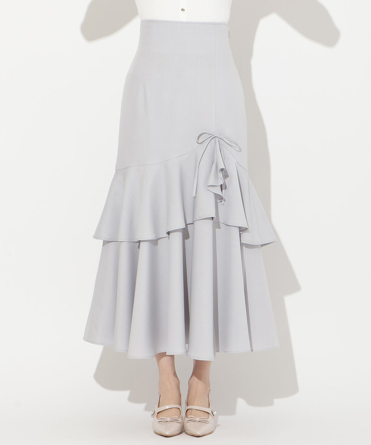 WILLSELECTION「スリットデザインラッフルリボンスカート」|フレア|