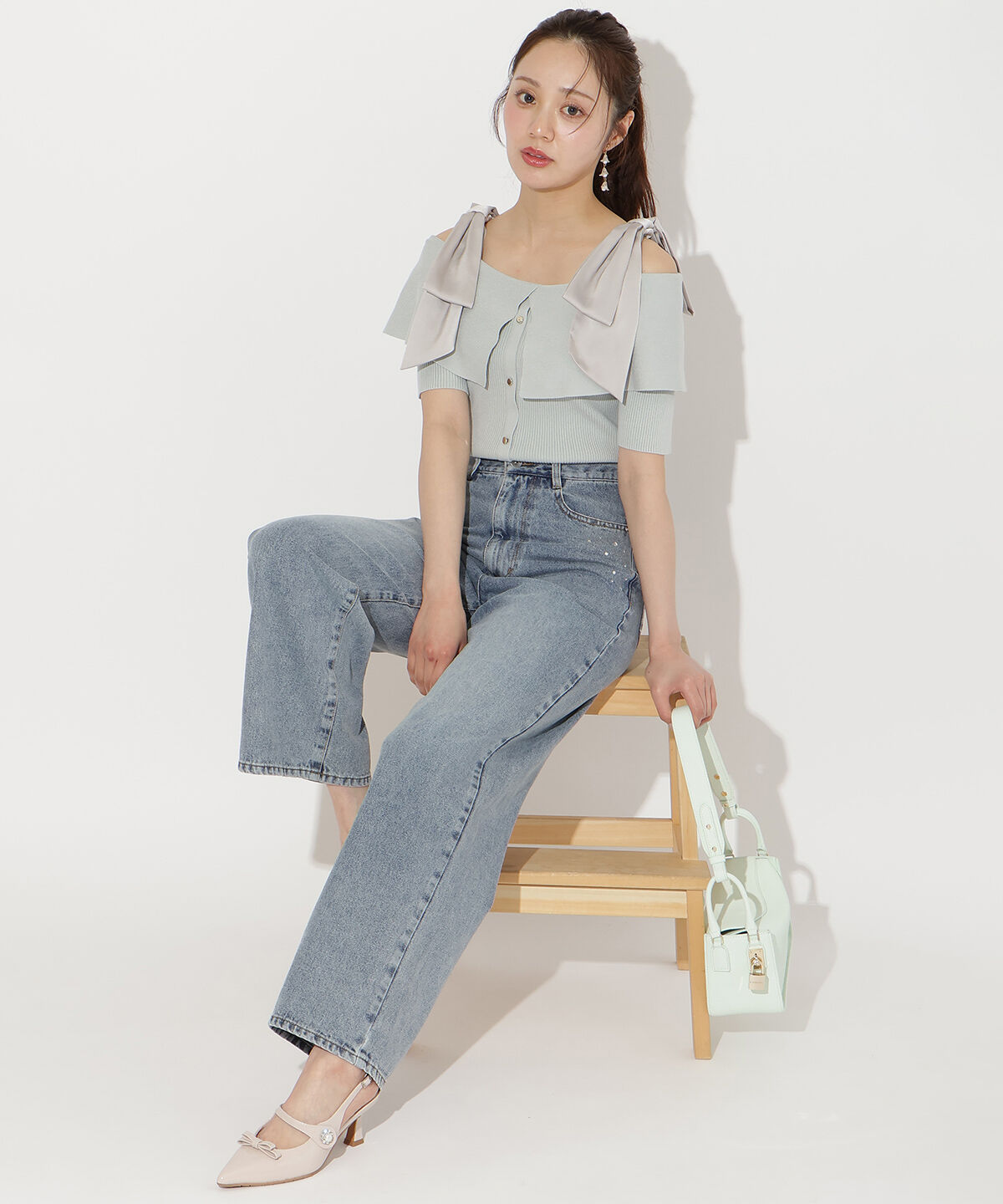 WILLSELECTION「ビジューポケットワイドデニムパンツ」|デニム|