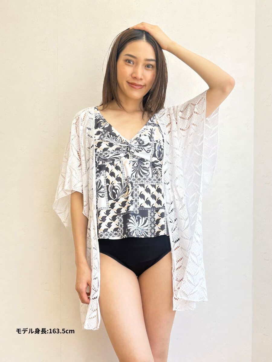 Riberce「【新作水着】ミックスエスニック柄Vネックキャミソール水着(265015)」|ショーツ|ブルー