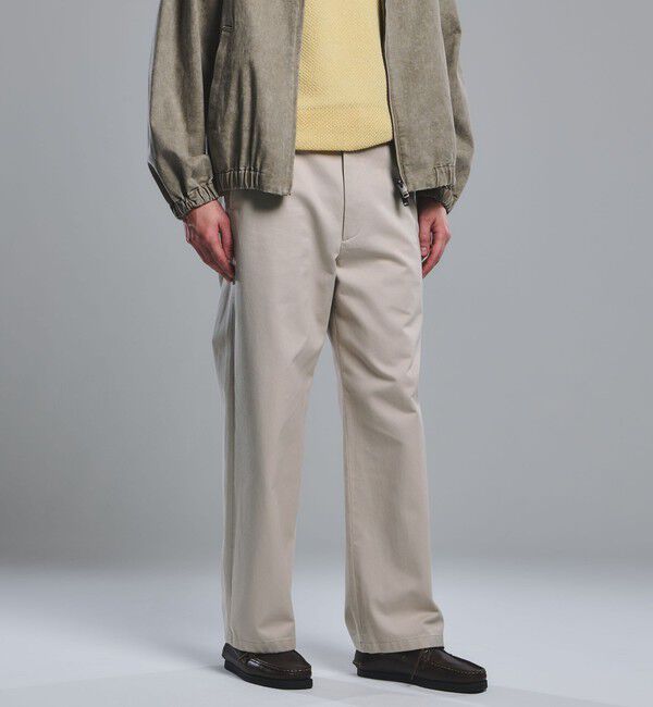UNITED ARROWS green label relaxing「ウエストポイント ウォッシュド ワイドパンツ」|チノ|BEIGE