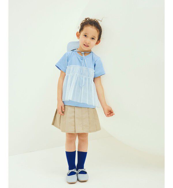 UNITED ARROWS green label relaxing「【スタメンシリーズ】チュールドッキング Tシャツ / キッズ  100cm-160cm UVカット 接触冷感  吸水速乾」|Tシャツ・カットソー|