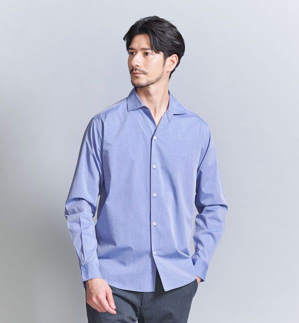 BEAUTY&YOUTH UNITED ARROWS「【WEB限定 WARDROBE SMART】コットン ワイドカラー スキッパー シャツ」|シャツ・ブラウス|
