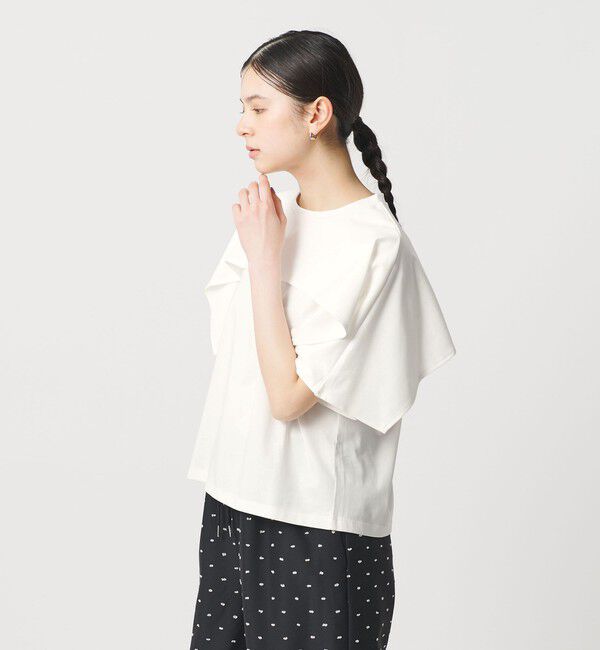BEAUTY&YOUTH UNITED ARROWS「【WEB限定 Wardrobe DAILY MINIMAL】ケープフリル ショートスリーブプルオーバー UVカット 接触冷感」|Tシャツ・カットソー|WHITE