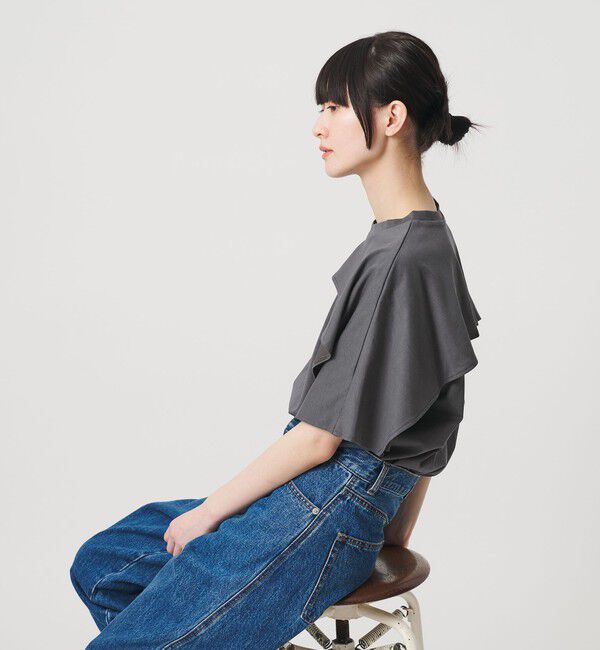 BEAUTY&YOUTH UNITED ARROWS「【WEB限定 Wardrobe DAILY MINIMAL】ケープフリル ショートスリーブプルオーバー UVカット 接触冷感」|Tシャツ・カットソー|