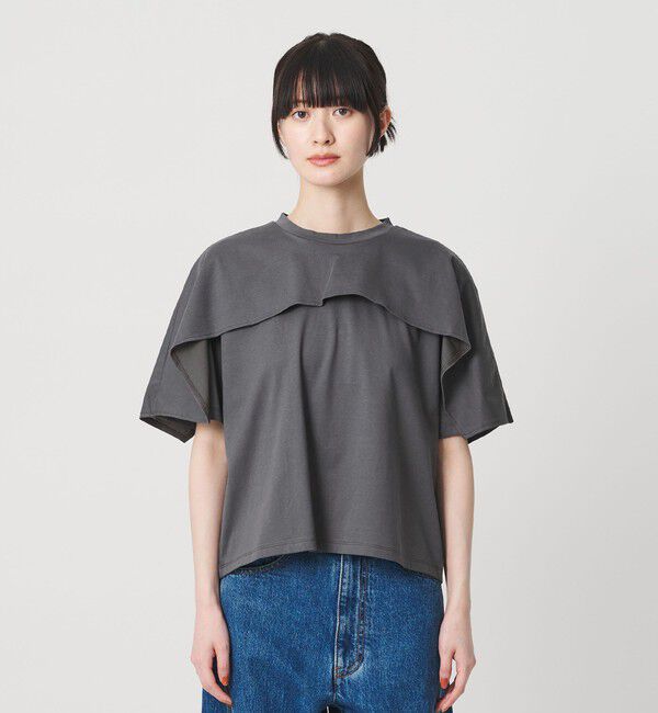 BEAUTY&YOUTH UNITED ARROWS「【WEB限定 Wardrobe DAILY MINIMAL】ケープフリル ショートスリーブプルオーバー UVカット 接触冷感」|Tシャツ・カットソー|