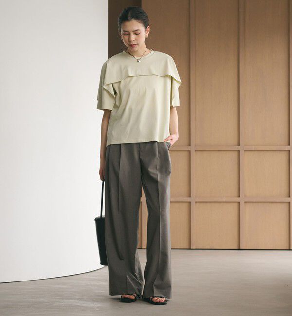 BEAUTY&YOUTH UNITED ARROWS「【WEB限定 Wardrobe DAILY MINIMAL】ケープフリル ショートスリーブプルオーバー UVカット 接触冷感」|Tシャツ・カットソー|BEIGE