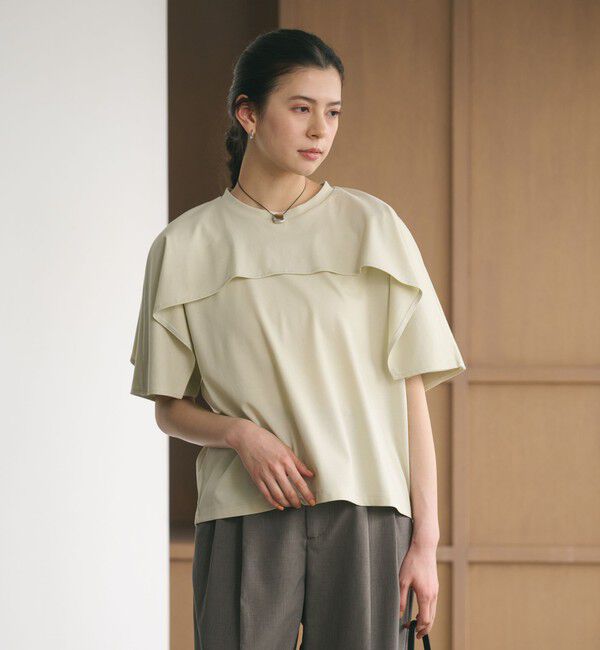 BEAUTY&YOUTH UNITED ARROWS「【WEB限定 Wardrobe DAILY MINIMAL】ケープフリル ショートスリーブプルオーバー UVカット 接触冷感」|Tシャツ・カットソー|
