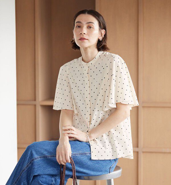 BEAUTY&YOUTH UNITED ARROWS「【WEB限定】ドット フリルスリーブブラウス ウォッシャブル」|シャツ・ブラウス|