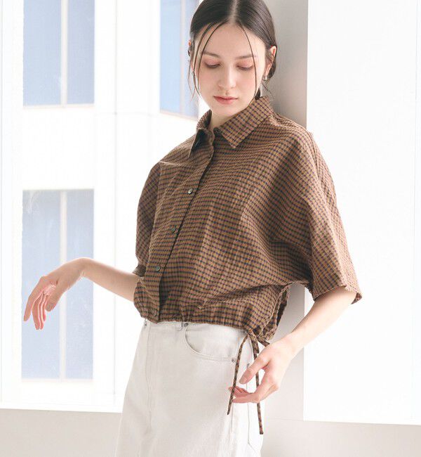 BEAUTY&YOUTH UNITED ARROWS「チェック ドローストリング シャツ ウォッシャブル」|シャツ・ブラウス|MOCA