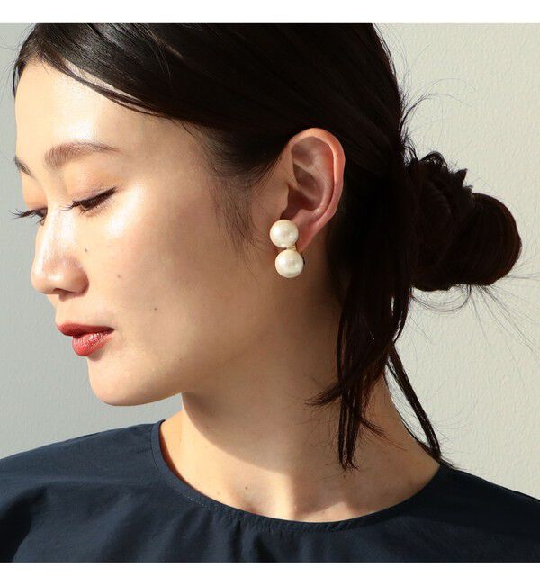 Demi-Luxe BEAMS 「Demi-Luxe BEAMS / ダブルパール イヤリング」|その他|WHITE