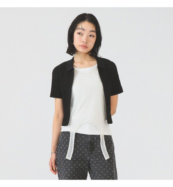 Ray BEAMS 「リブ ジップ ポロ カーディガン」|カーディガン|