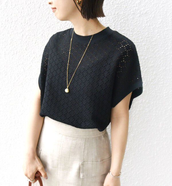 SHIPS for women「《一部追加予約》【WEB限定】〈手洗い可能〉アイレット クルーネック プルオーバー」|Tシャツ・カットソー|