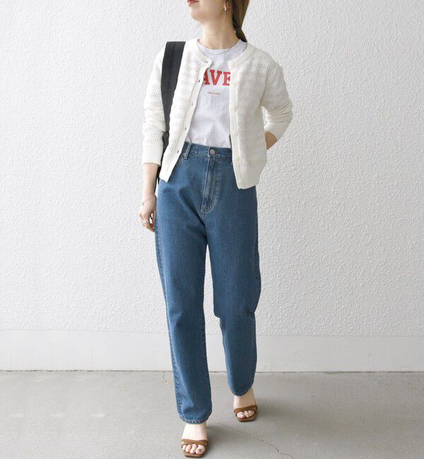 SHIPS any「SHIPS any: メッシュ ボーダー クルーネック カーディガン」|カーディガン|