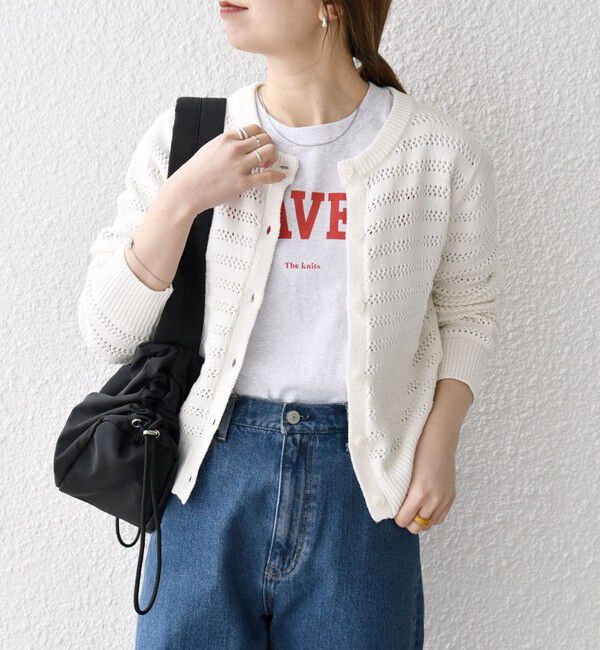 SHIPS any「SHIPS any: メッシュ ボーダー クルーネック カーディガン」|カーディガン|