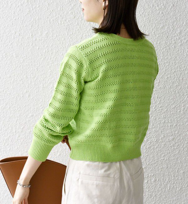 SHIPS any「SHIPS any: メッシュ ボーダー クルーネック カーディガン」|カーディガン|