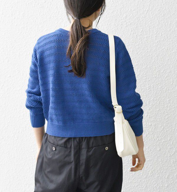 SHIPS any「SHIPS any: メッシュ ボーダー クルーネック カーディガン」|カーディガン|