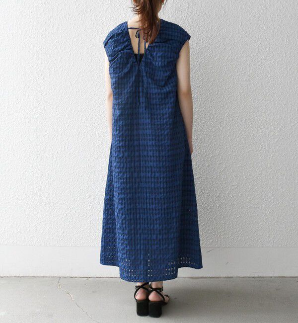 SHIPS any「SHIPS any:〈洗濯機可能〉シアー チェック パフショルダー ワンピース」|ワンピース|