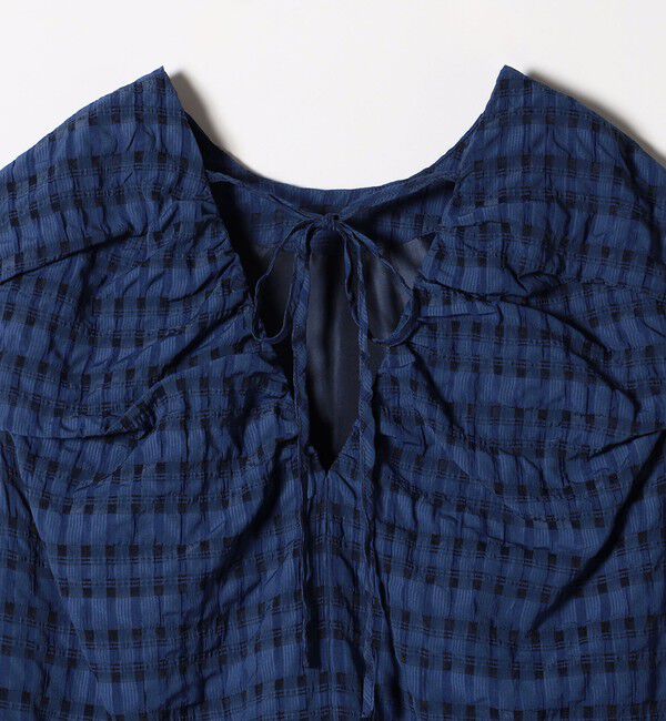 SHIPS any「SHIPS any:〈洗濯機可能〉シアー チェック パフショルダー ワンピース」|ワンピース|