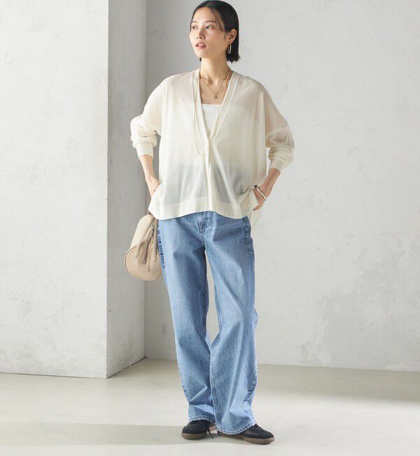 SHIPS for women「〈手洗い可能〉18G フィルミーコットン Vネック 1ボタン カーディガン」|カーディガン|