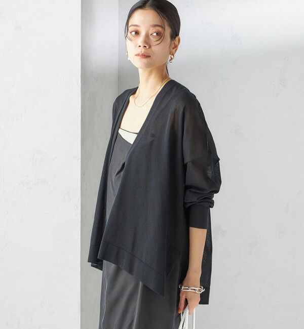 SHIPS for women「〈手洗い可能〉18G フィルミーコットン Vネック 1ボタン カーディガン」|カーディガン|