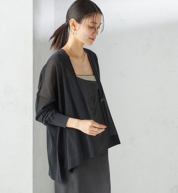 SHIPS for women「〈手洗い可能〉18G フィルミーコットン Vネック 1ボタン カーディガン」|カーディガン|