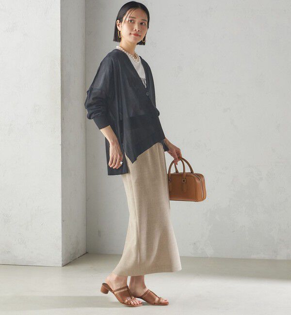 SHIPS for women「〈手洗い可能〉18G フィルミーコットン Vネック 1ボタン カーディガン」|カーディガン|