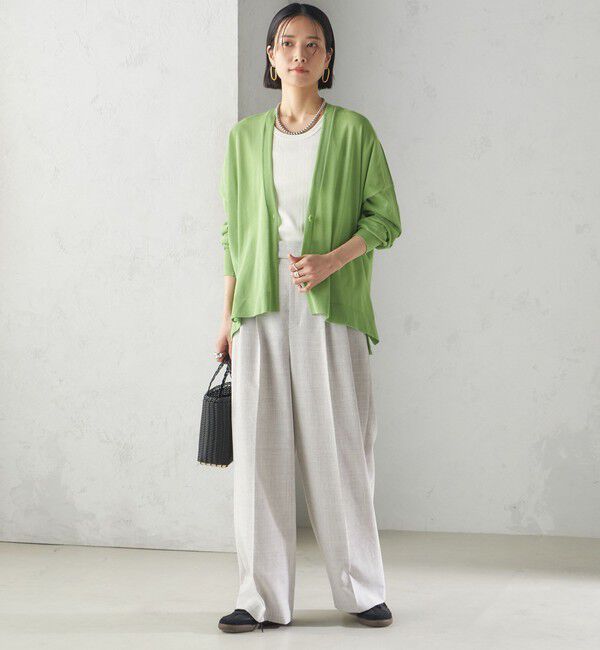 SHIPS for women「〈手洗い可能〉18G フィルミーコットン Vネック 1ボタン カーディガン」|カーディガン|