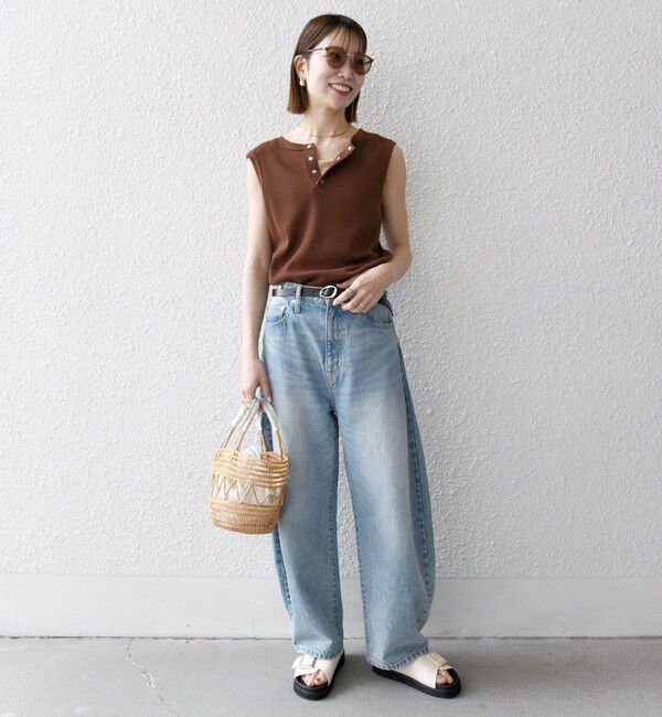 SHIPS any「《一部追加予約》SHIPS any:〈洗濯機可能〉ワッフル ヘンリーネック 2WAY ノースリーブ TEE」|タンクトップ|