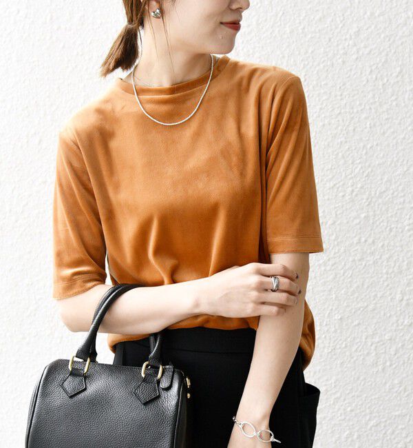 SHIPS any「SHIPS any:〈洗濯機可能〉ポリエステル ベロア ハーフスリーブ コンパクト TEE」|Tシャツ・カットソー|