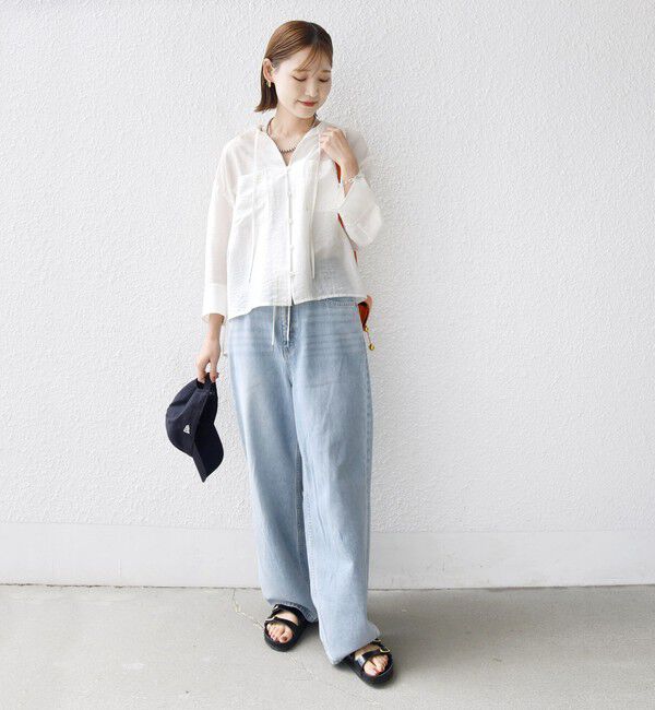 SHIPS for women「〈手洗い可能〉シアー シルク混 オープンカラー シャツ」|シャツ・ブラウス|