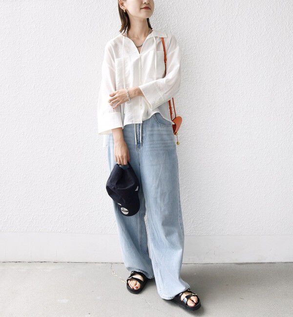 SHIPS for women「〈手洗い可能〉シアー シルク混 オープンカラー シャツ」|シャツ・ブラウス|