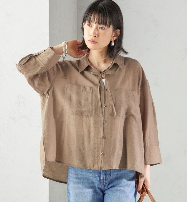 SHIPS for women「〈手洗い可能〉シアー シルク混 オープンカラー シャツ」|シャツ・ブラウス|