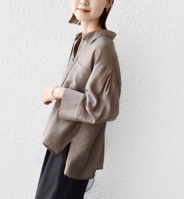 SHIPS for women「〈手洗い可能〉シアー シルク混 オープンカラー シャツ」|シャツ・ブラウス|