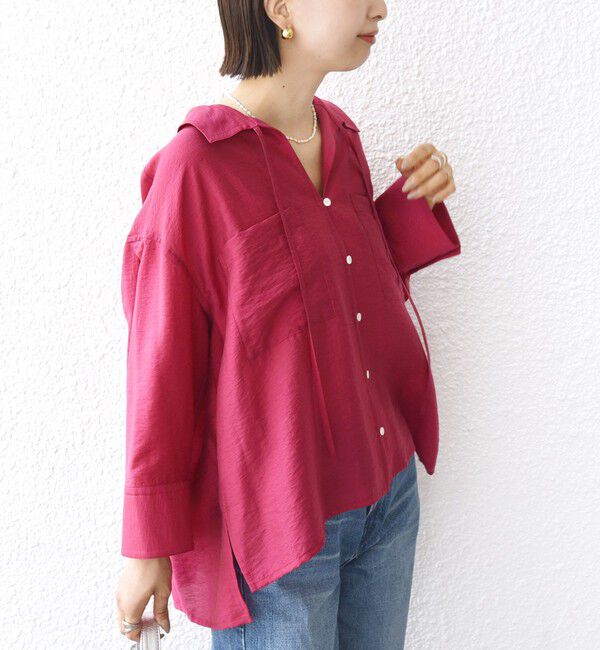 SHIPS for women「〈手洗い可能〉シアー シルク混 オープンカラー シャツ」|シャツ・ブラウス|