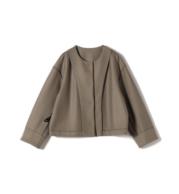 SHIPS for women「SHIPS Primary Navy Label:ウール ジャージー ノーカラー ジャケット」|ノーカラージャケット|