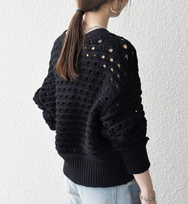 SHIPS any「SHIPS any:〈手洗い可能〉コットン ミックス 透かし編み Vネック カーディガン」|カーディガン|